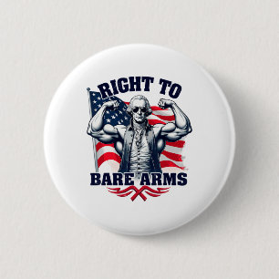 Right To Bare Arms George Washington Bodybuilder G 6 Cm Round Badge