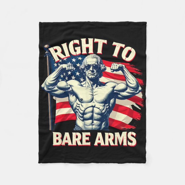 Right To Bare Arms George Washington Bodybuilder G Fleece Blanket (Front)