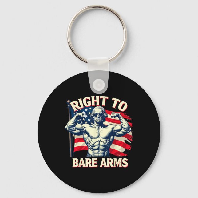 Right To Bare Arms George Washington Bodybuilder G Key Ring (Front)