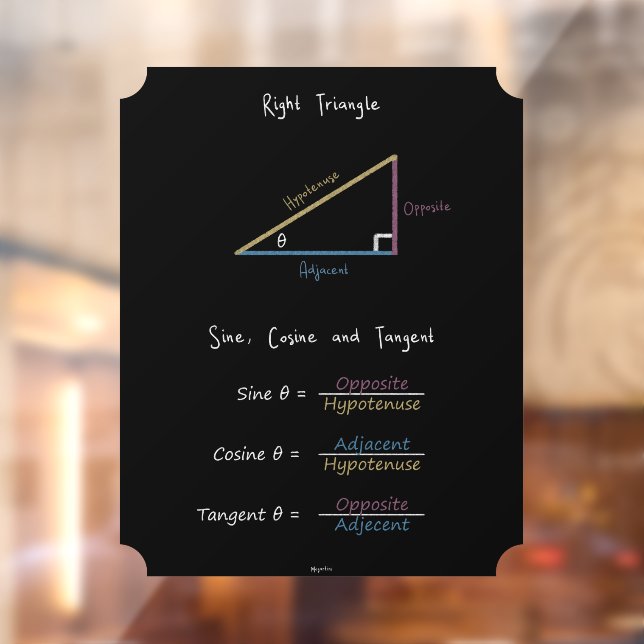 Right Triangle Trigonometry Chalkboard Window Cling (Sheet 2)