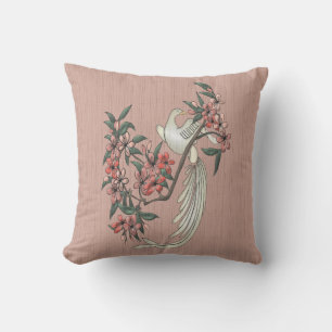 Right White Bird - Cherry Blossoms 2 Peach Cushion
