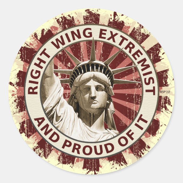Right Wing Extremist Classic Round Sticker (Front)