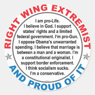 Right Wing Extremist Classic Round Sticker