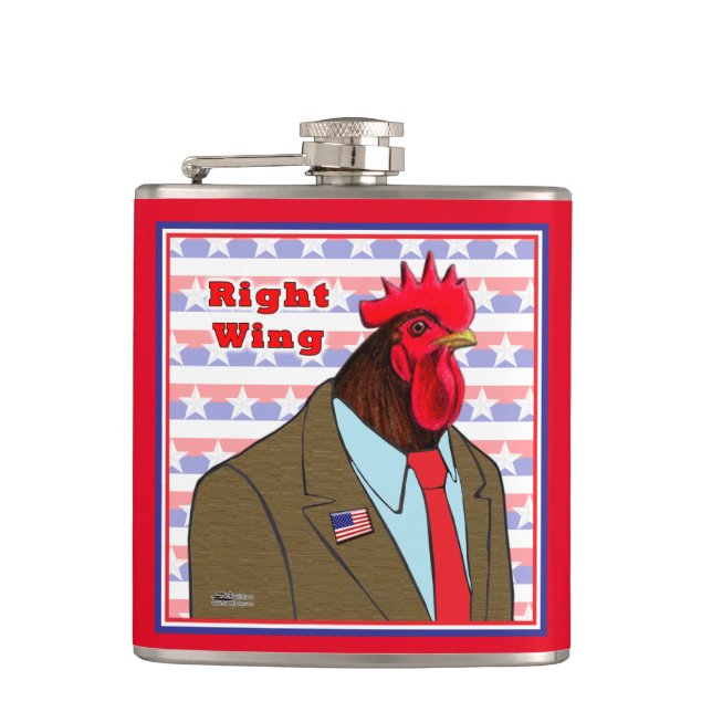 Right Wing Rooster Hip Flask (Front)