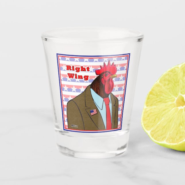 Right Wing Rooster Shot Glass (Front)
