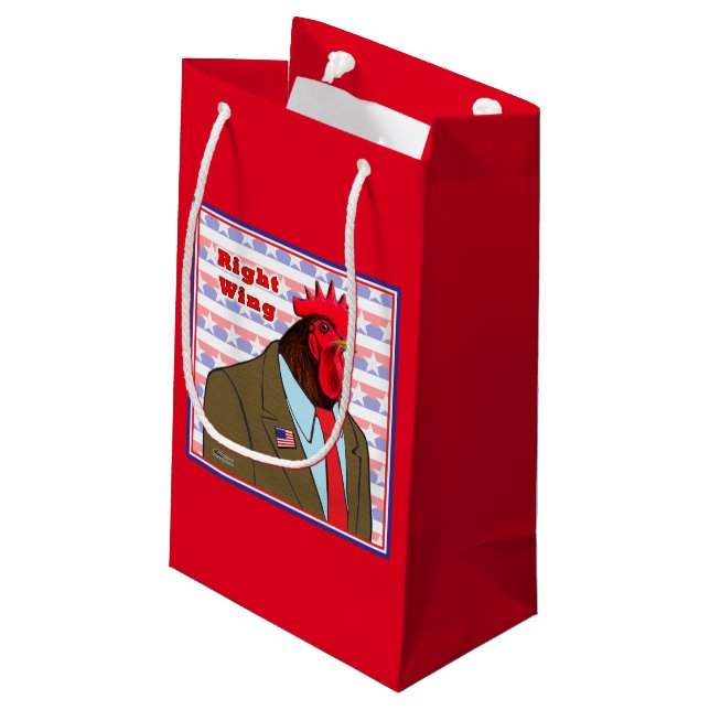 Right Wing Rooster Small Gift Bag (Back Angled)