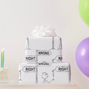 Right Wrong Illustration Wrapping Paper