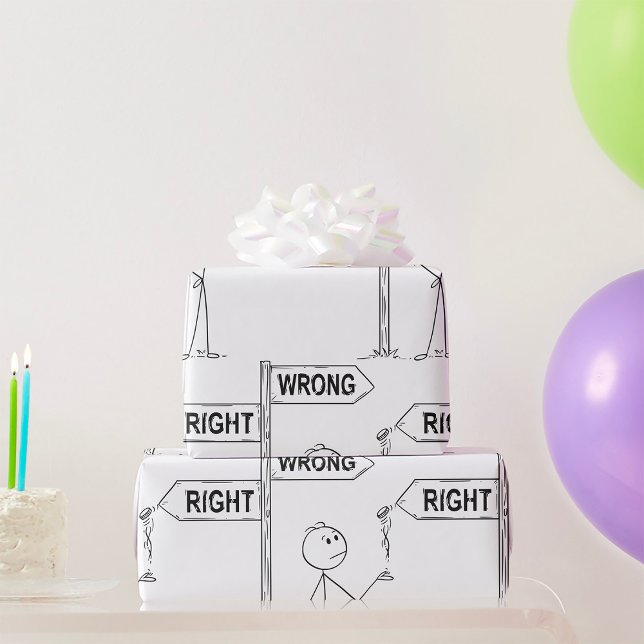 Right Wrong Illustration Wrapping Paper (Creator Uploaded)