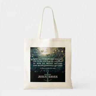 Righteous of God 2 Corinthians 5:21 Scripture Art Tote Bag