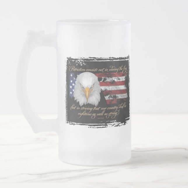 Righteous Patriotism Frosted Glass Beer Mug (Left)