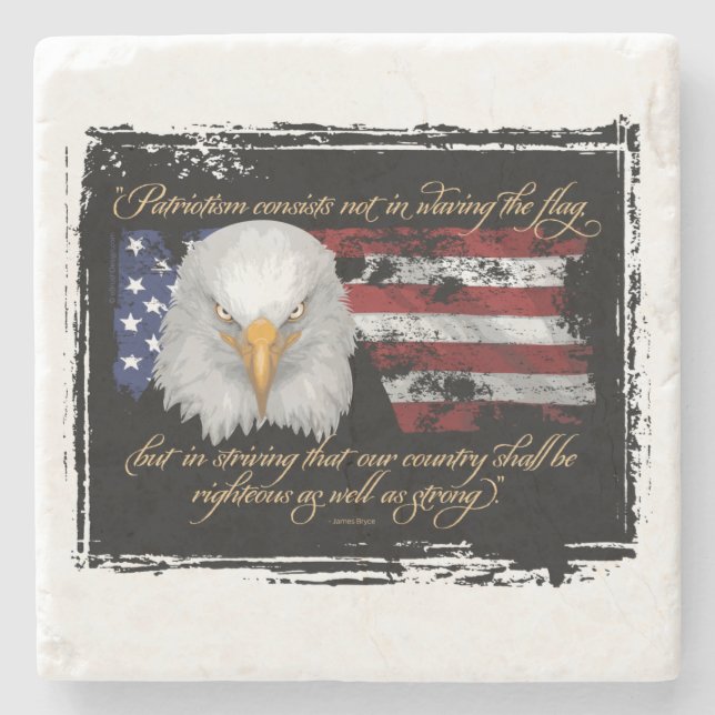 Righteous Patriotism Stone Coaster (Front)