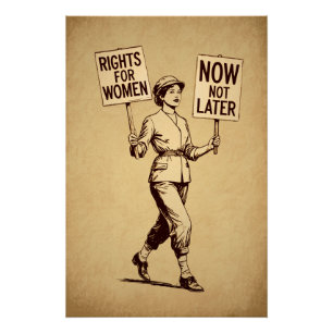 Rights for Women, Vintage Feminist Suffragette Art Poster