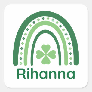 Rihanna Name Clover Boho Rainbow Square Sticker