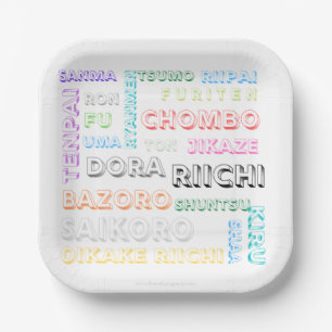 Riichi mahjong paper plate - one font, many colour