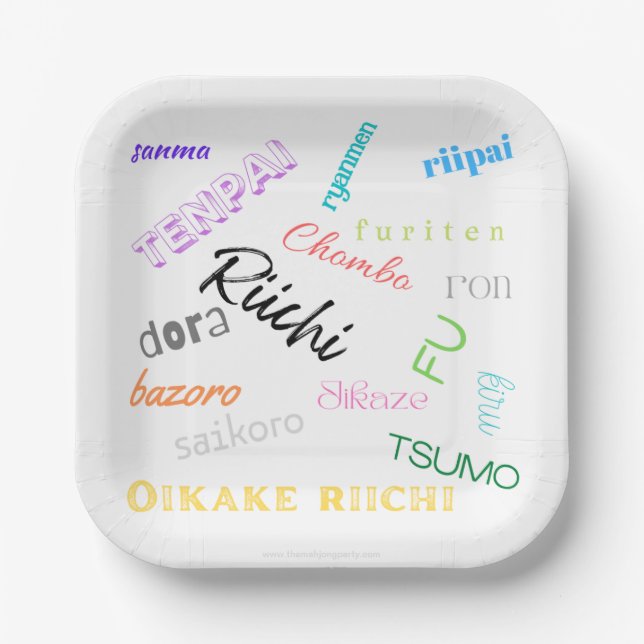 Riichi mahjong themed paper plate (Front)