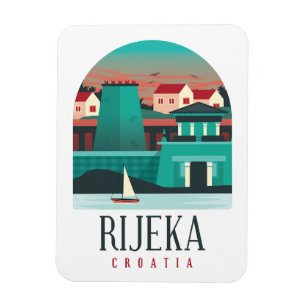 Rijeka Croatia Vintage Minimal Photo Magnet