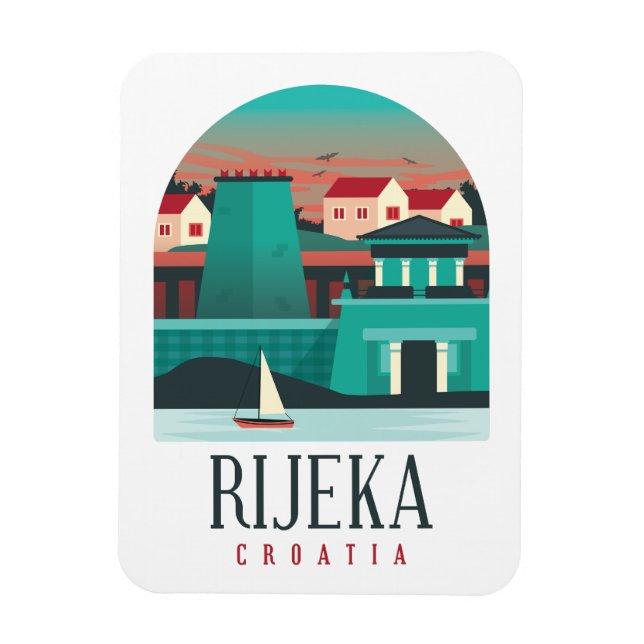 Rijeka Croatia Vintage Minimal Photo Magnet (Vertical)