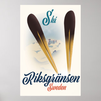 Riksgränsen Sweden Ski travel art Poster