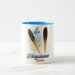 Riksgränsen Sweden Ski travel art Two-Tone Coffee Mug