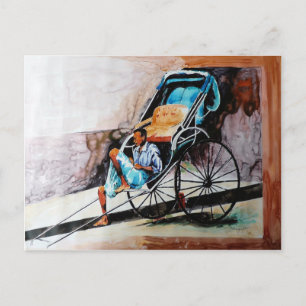 rikshaw puller postcard