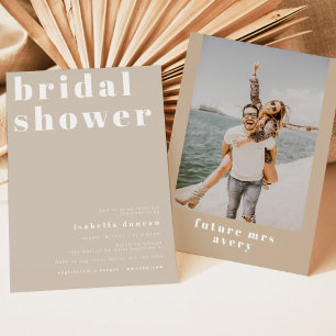 RILEY Bold Boho Retro Beige Cream Bridal Shower Invitation