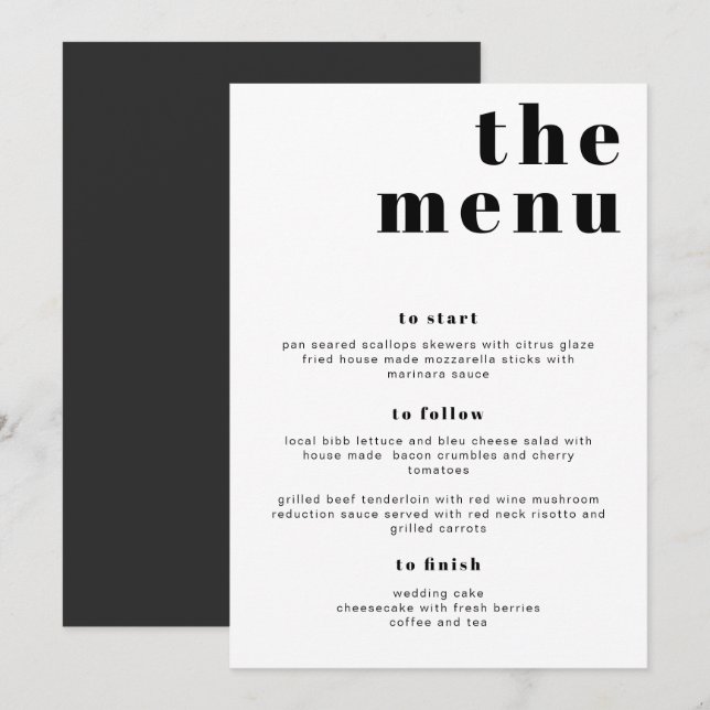RILEY Bold Modern Retro Let's Eat Menu Card (Front/Back)
