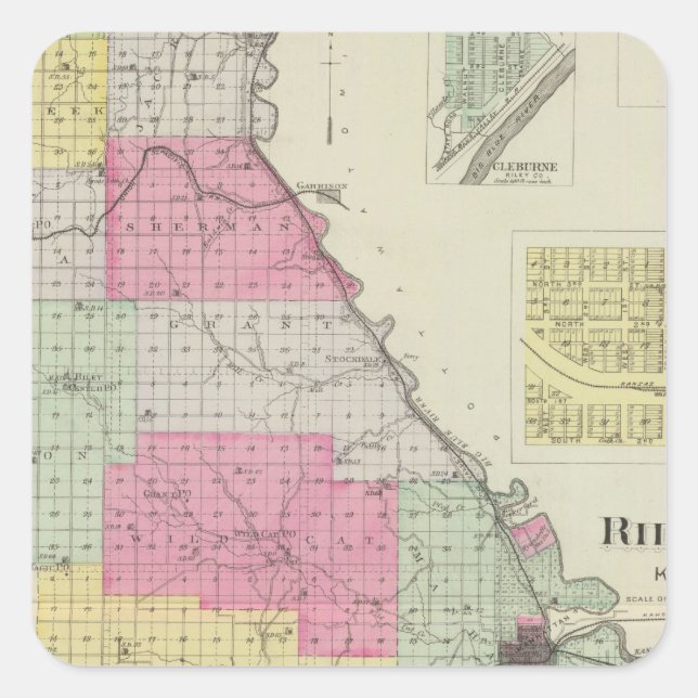 Riley County, Kansas Square Sticker (Front)