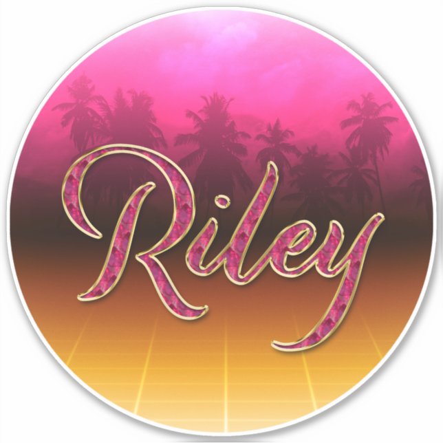 Riley First Name Golden pink Sticker (Front)