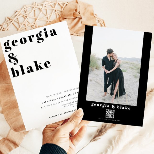 RILEY Modern Bold Contemporary Photo Wedding Invitation (Creator Uploaded)