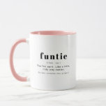 RILEY Modern Cute Funtie Definition Aunt Auntie Mug<br><div class="desc">This ceramic mug features a modern font combination and fun definition of 'funtie'. This coffee cup is the perfect gift for your favourite auntie out there for her birthday,  as a pregnancy announcement or for Christmas.</div>