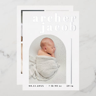 RILEY Modern Foil Arch Photo Baby Announcement