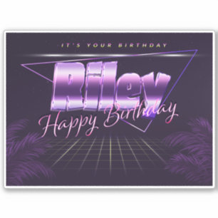 Riley Name First name lila retro Sticker Birthday
