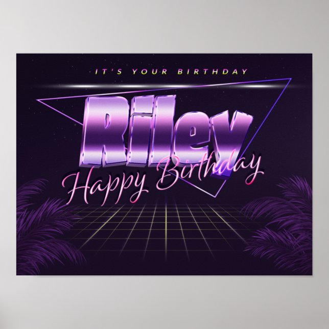 Riley Name Vorname lila retro Poster Geburtstag (Front)