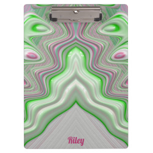 RILEY ~ PASTEL 3D! Pink, Green and White GLOSSY Clipboard