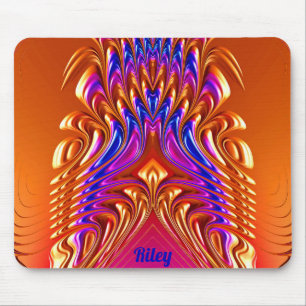 RILEY ~ Zany Hot Orange, Blue, Purple and Pink Mouse Mat