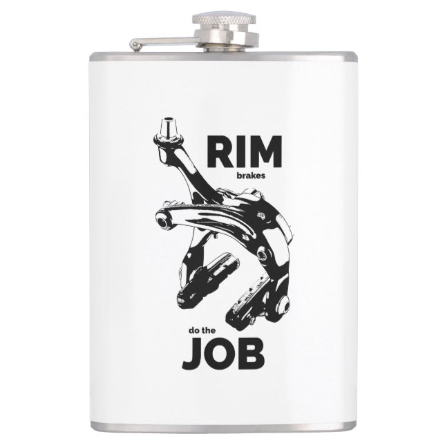 Rim Brakes Do The Job Cycling Hip Flask (Front)