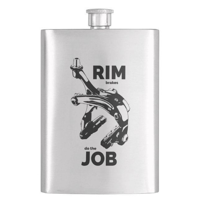 Rim Brakes Do The Job Cycling Hip Flask (Front)