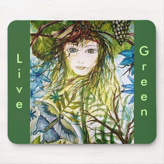 RIMAS WORLD, Live, Green Mouse Mat (Front)