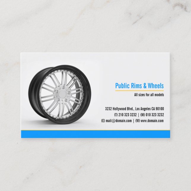 Rims and Wheels Body Shop Business Card (Front)