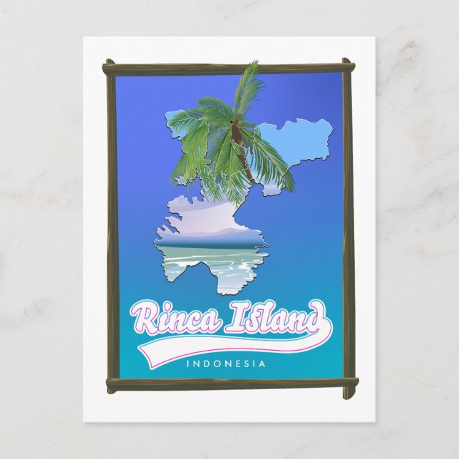 Rinca island Indonesia travel map Holiday Postcard (Front)