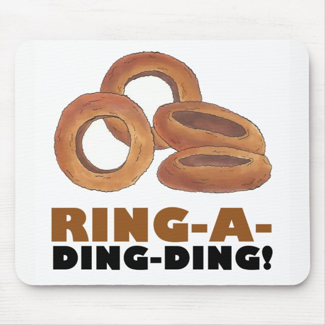Ring-a-Ding-Ding Fried Onion Rings Junk Fast Food Mouse Mat (Front)