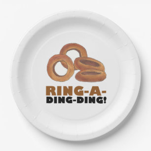 Ring-A-Ding-Ding Onion Ring Rings Junk Food Foodie Paper Plate