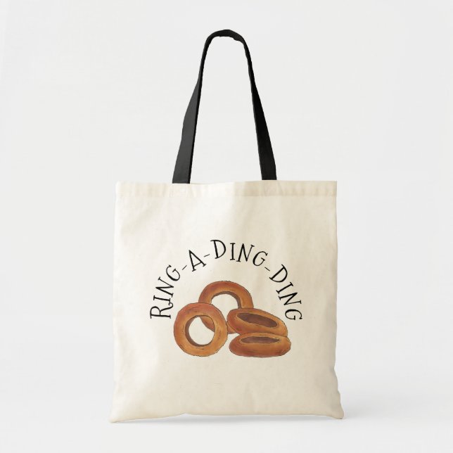 Ring-A-Ding-Ding Onion Ring Rings Junk Food Foodie Tote Bag (Front)