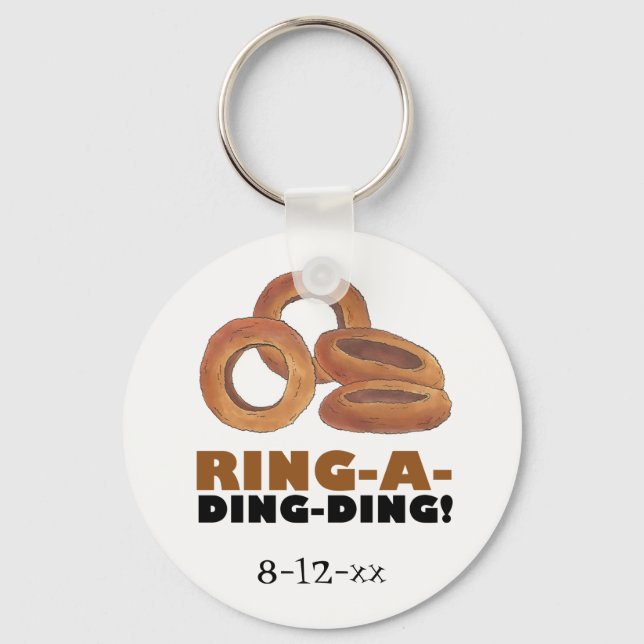 Ring-a-Ding-Ding Wedding Engagement Date Favour Key Ring (Front)