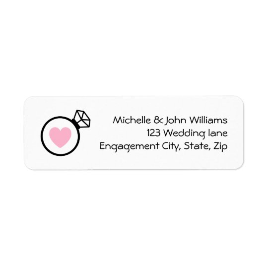 Ring and heart modern wedding return address label