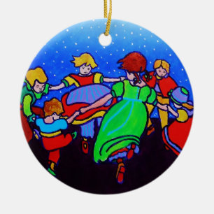 Ring Around the Rosie two Ceramic Tree Decoration