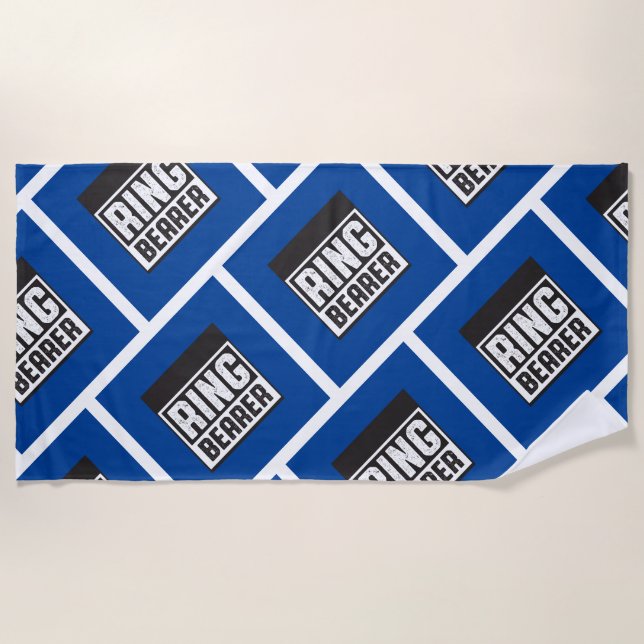 Ring Bearer Beach Towel Blue and Black Collection  (Front)