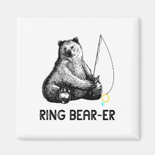 Ring Bearer Bear Fishing Wedding Party Security Ri Magnet