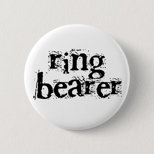 Ring Bearer Black Text 6 Cm Round Badge (Front)