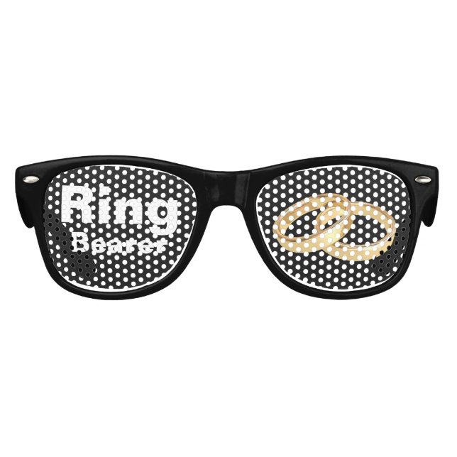 Ring Bearer Black White and Gold Wedding Rings Kids Sunglasses (Front)